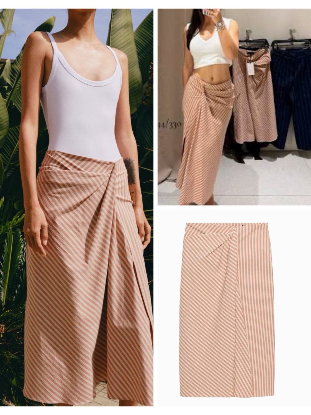 ZARA draped striped skirt